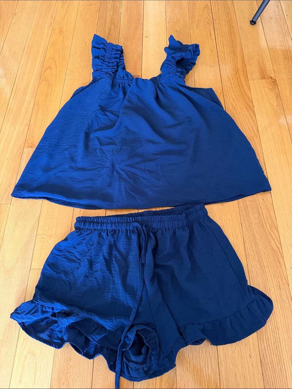 NWOT Amazon Women's Blue Ruffle Tank & Short Sleep Set